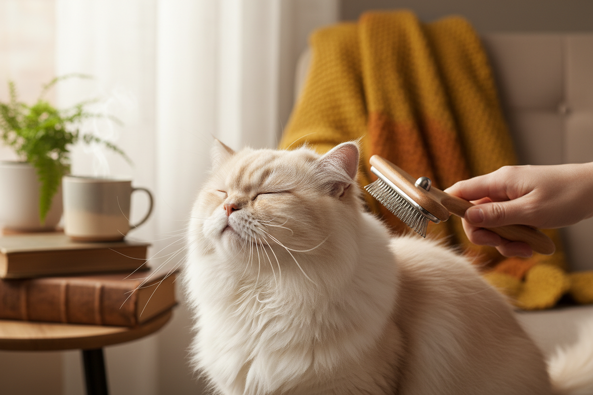 Image/Video: Could be your grooming cat image, or another lifestyle image of a pet enjoying a product. Alternatively, a short video showcasing pet happiness.
